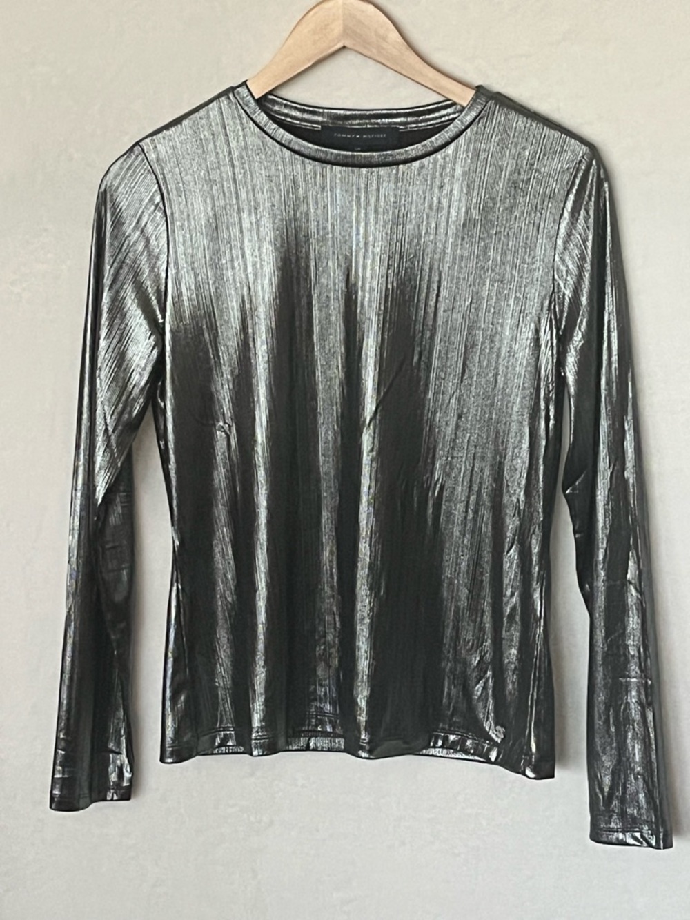 Tommy Hilfiger Metallic Silver Long-Sleeve Tee